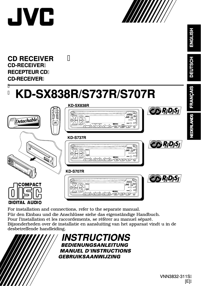 Imagen de la primera página del manual del dispositivo KD-S737R