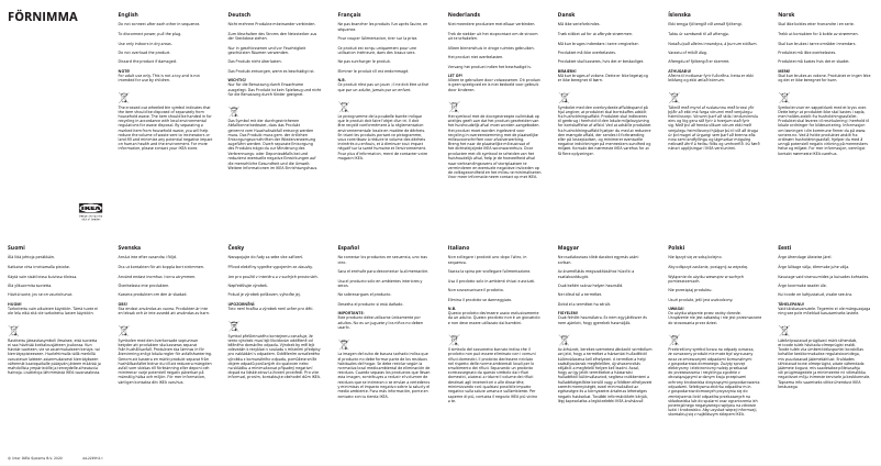 Imagen de la primera página del manual del dispositivo FÖRNIMMA 903.947.00