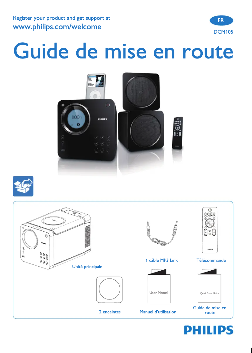 Página 1 del manual Guía de inicio rápido Philips DCM105