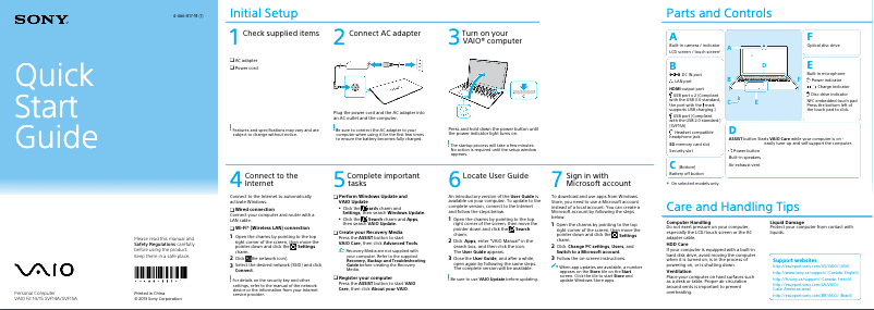 Imagen de la primera página del manual del dispositivo Vaio Fit 14 SVF14A14CXS