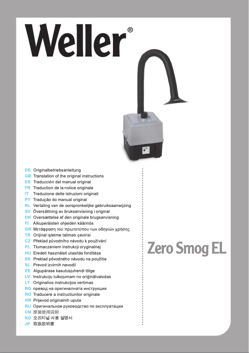 Imagen de la primera página del manual del dispositivo Zero Smog EL