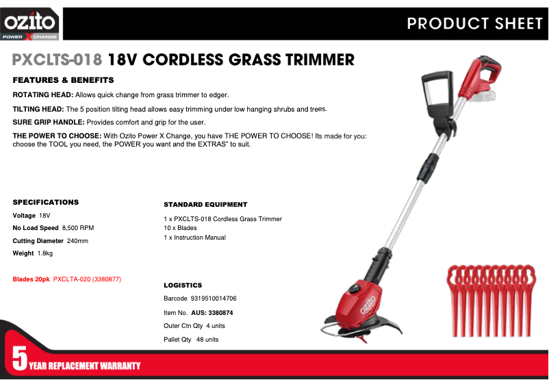 Imagen de la primera página del manual del dispositivo PXCLTS-018