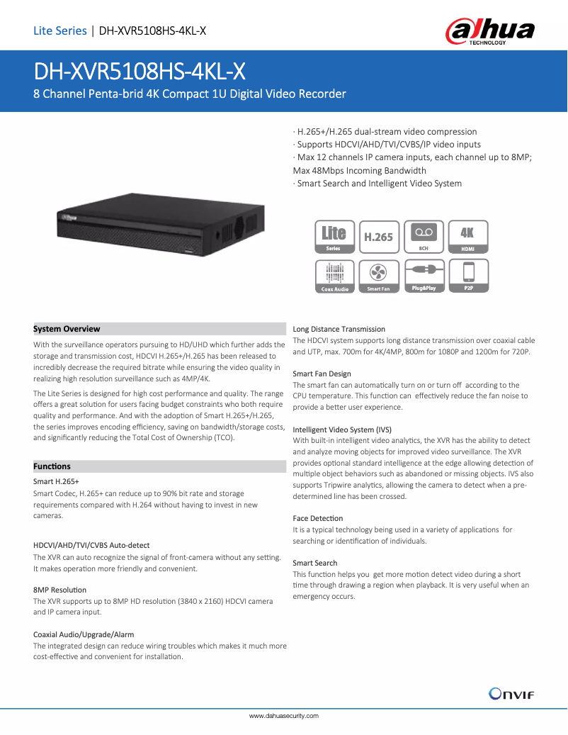 Imagen de la primera página del manual del dispositivo XVR5108HS-4KL-X