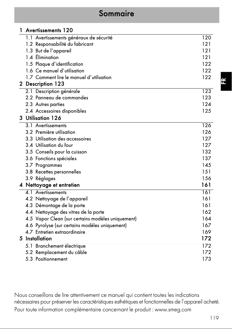 Página 1 del manual Manual de usuario Smeg SFP130BE