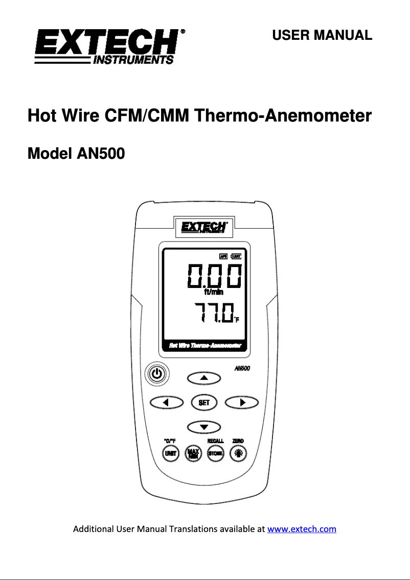 Imagen de la primera página del manual del dispositivo AN500