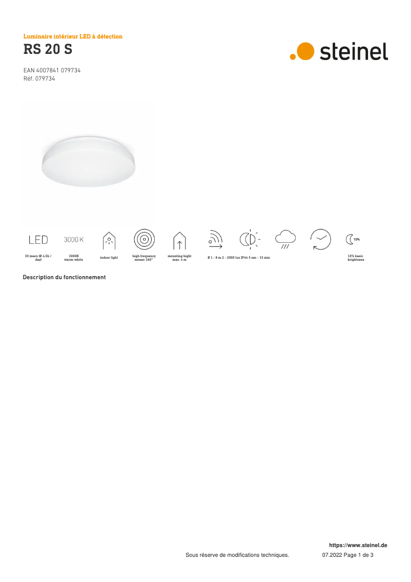 Imagen de la primera página del manual del dispositivo RS 20 S
