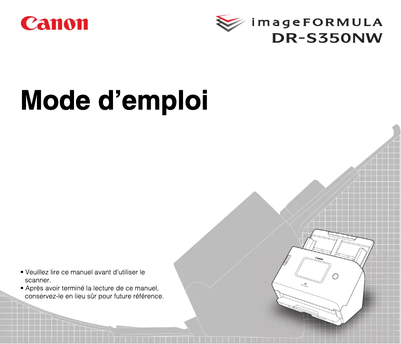 Imagen de la primera página del manual del dispositivo imageFORMULA DR-S350NW