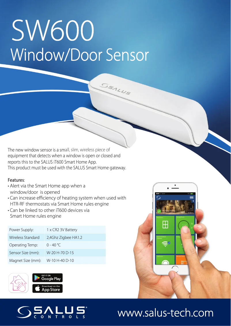 Página 1 del manual Ficha técnica Salus SW600