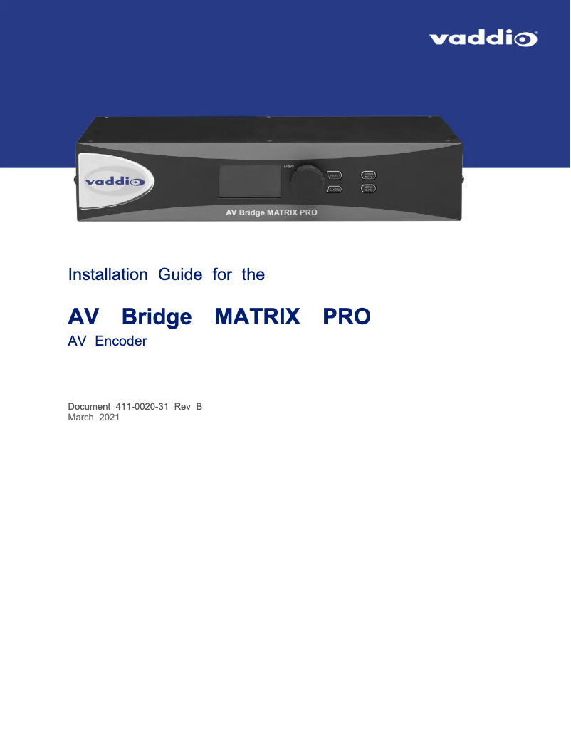 Imagen de la primera página del manual del dispositivo AV Bridge MATRIX PRO