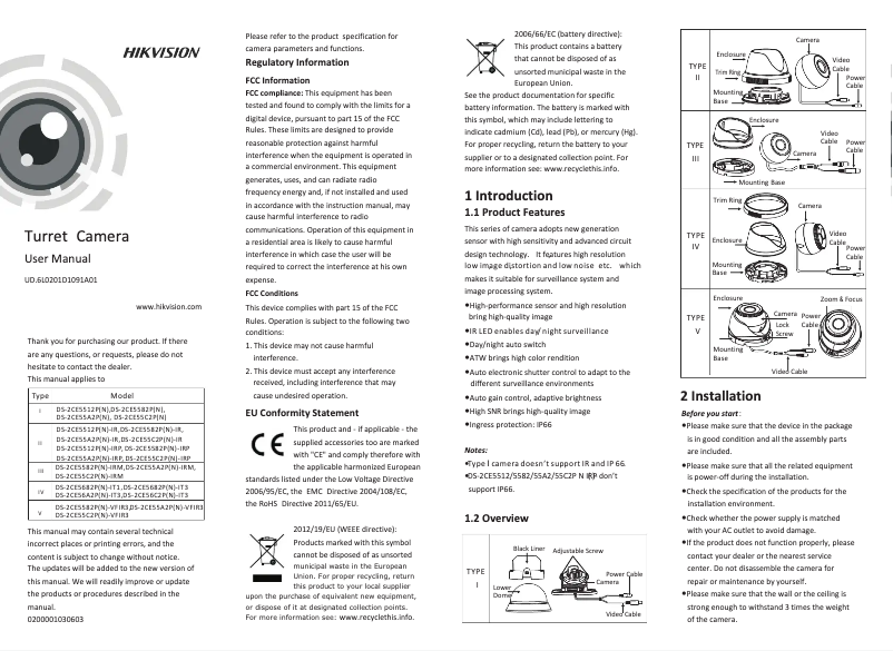 Imagen de la primera página del manual del dispositivo DS-2CE55C2P-VFIR3