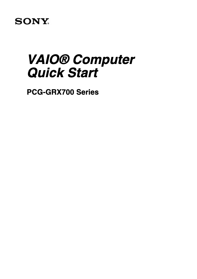 Página 1 del manual Guía de instalación Sony Vaio PCG-GRX700