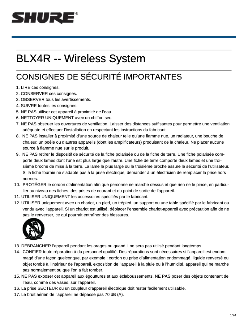 Imagen de la primera página del manual del dispositivo BLX