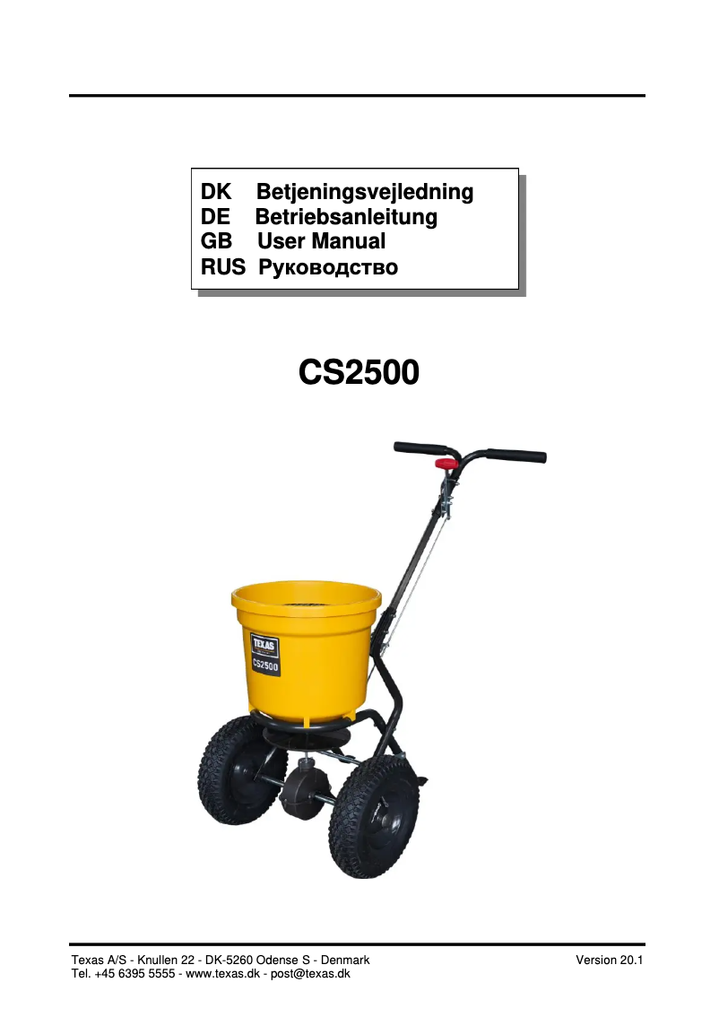 Imagen de la primera página del manual del dispositivo CS2500