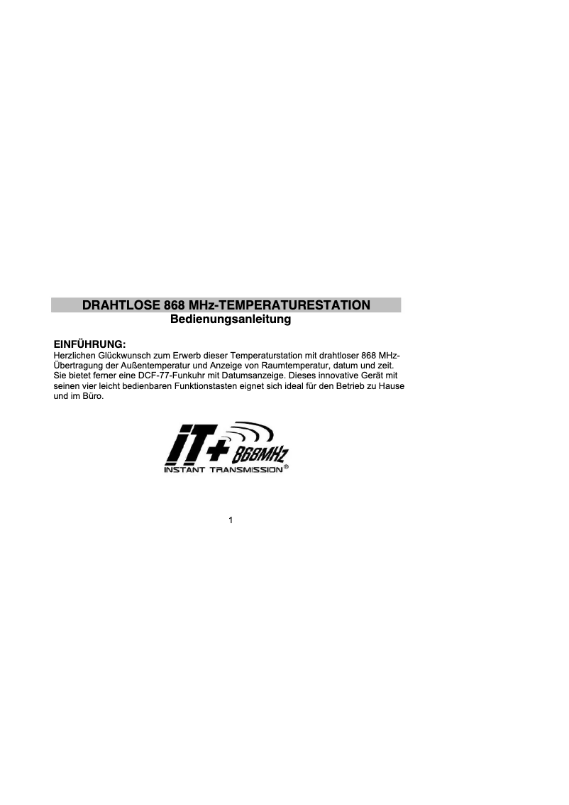 Página 1 del manual Manual de usuario Techno Line WS 9765