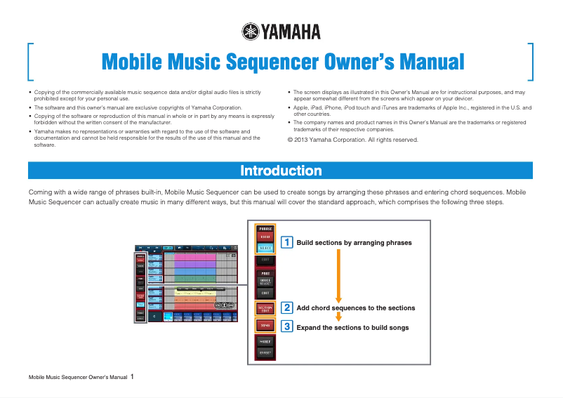 Página 1 del manual Manual de usuario Yamaha Mobile Music Sequencer