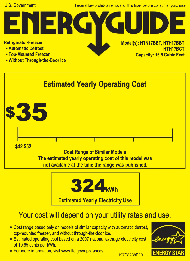 Página 1 del manual Etiqueta energética Hotpoint HTH17BBTRBB