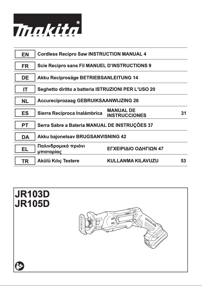 Página 1 del manual Manual de usuario Makita JR105DWAE