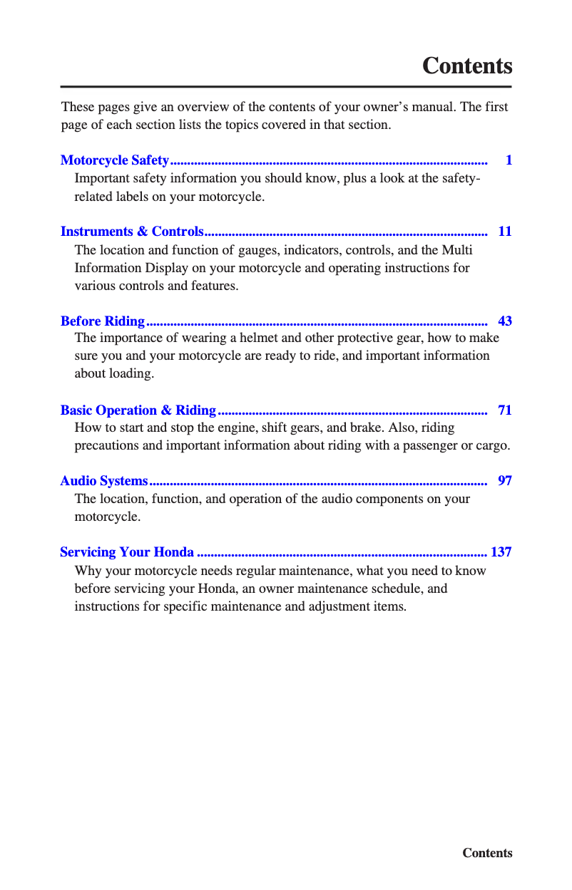 Imagen de la primera página del manual del dispositivo Gold Wing GL1800 (2010)