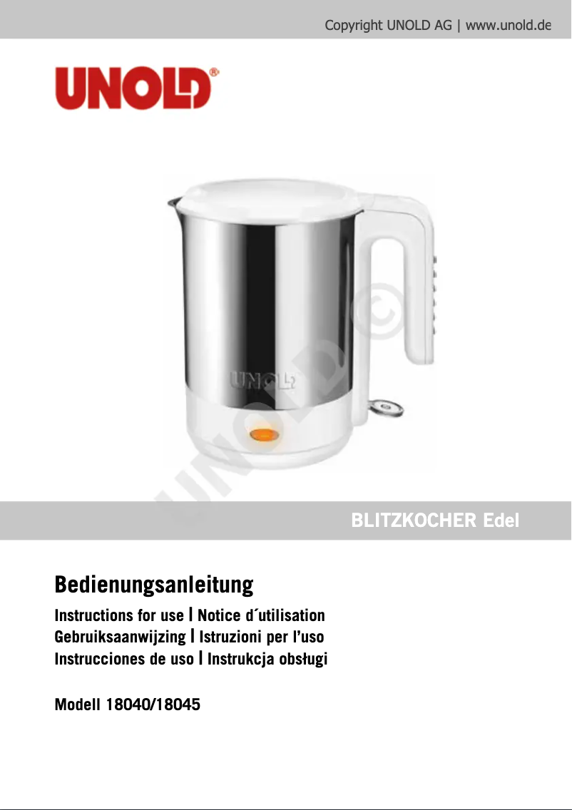 Página 1 del manual Manual de usuario Unold Edel 18045