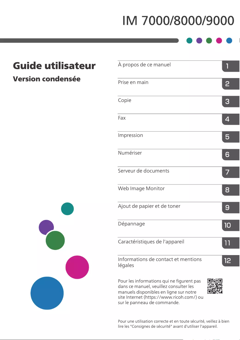 Página 1 del manual Instrucciones de seguridad Ricoh IM 9000