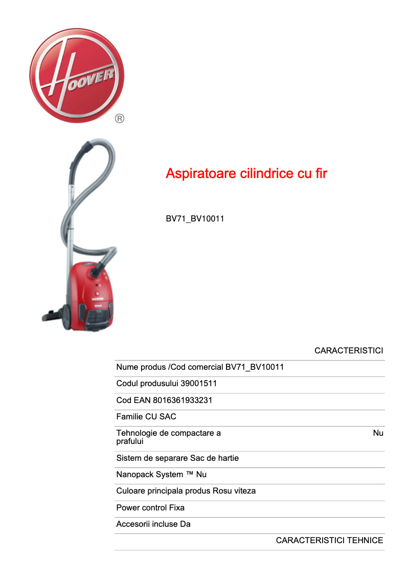 Imagen de la primera página del manual del dispositivo BV71_BV10011