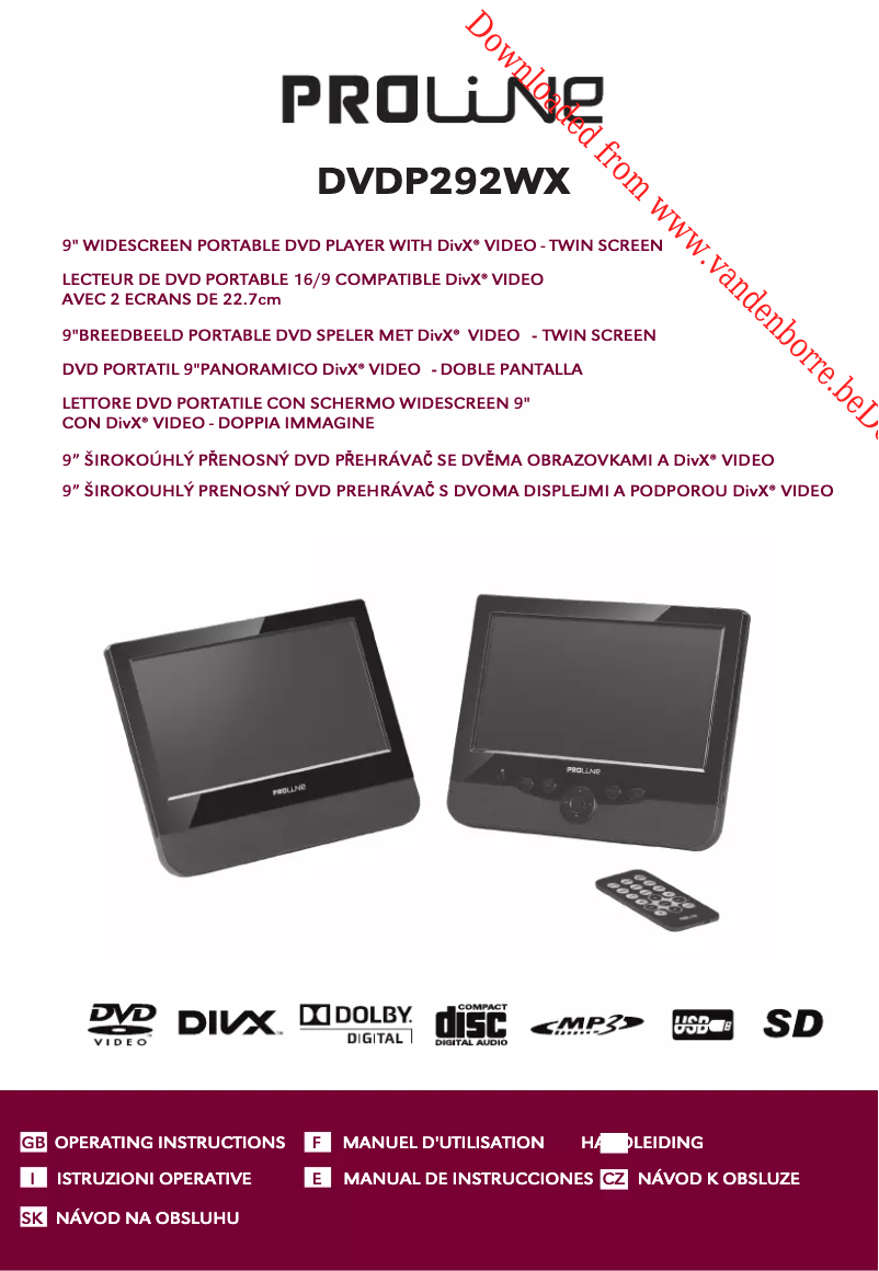 Imagen de la primera página del manual del dispositivo DVDP292WX