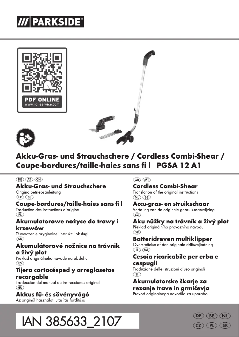 Página 1 del manual Manual de usuario Parkside PGSA 12 A1