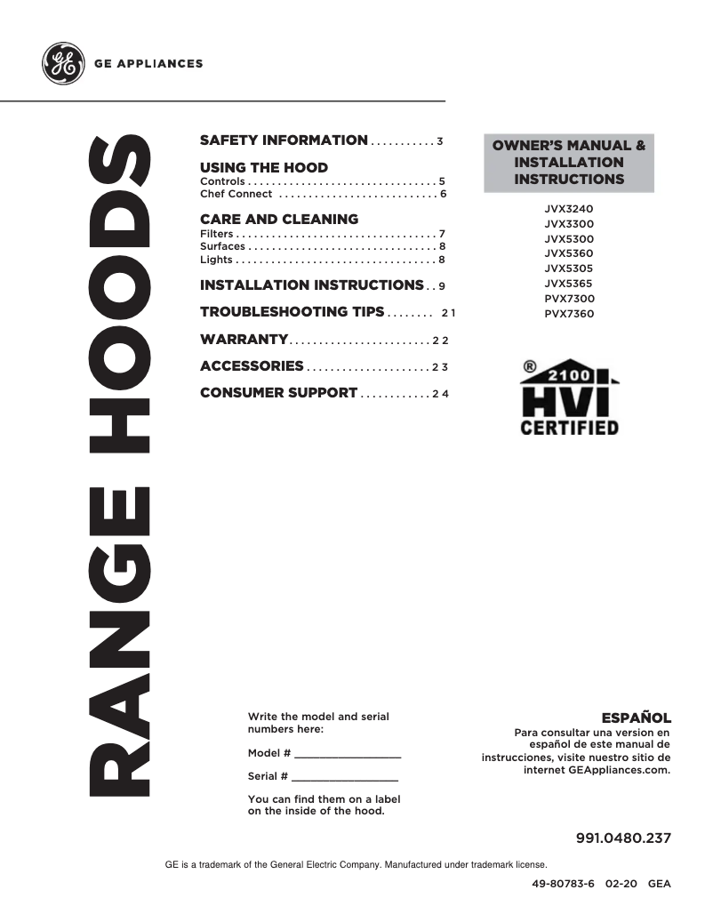 Imagen de la primera página del manual del dispositivo JVX5300EJES