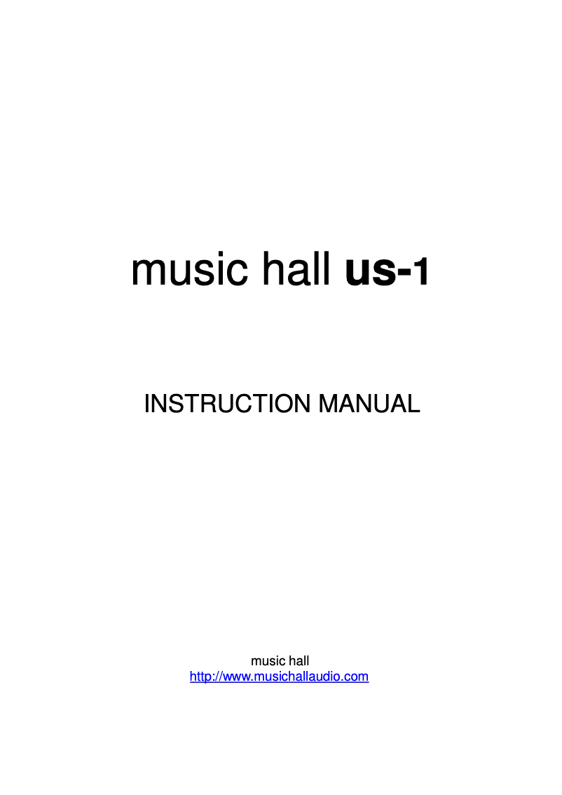 Página 1 del manual Manual de usuario Music Hall US-1