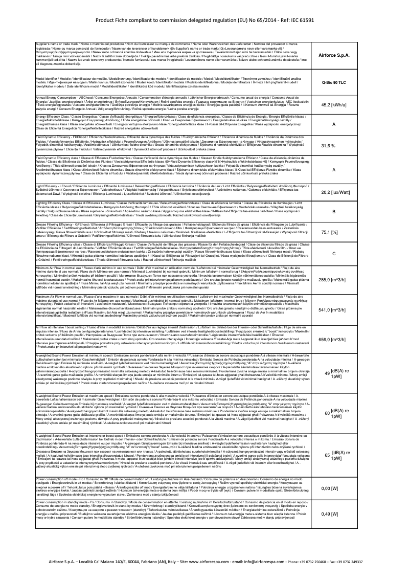 Página nº 1 - Ficha técnica Airforce Q-Bic 90 TLC