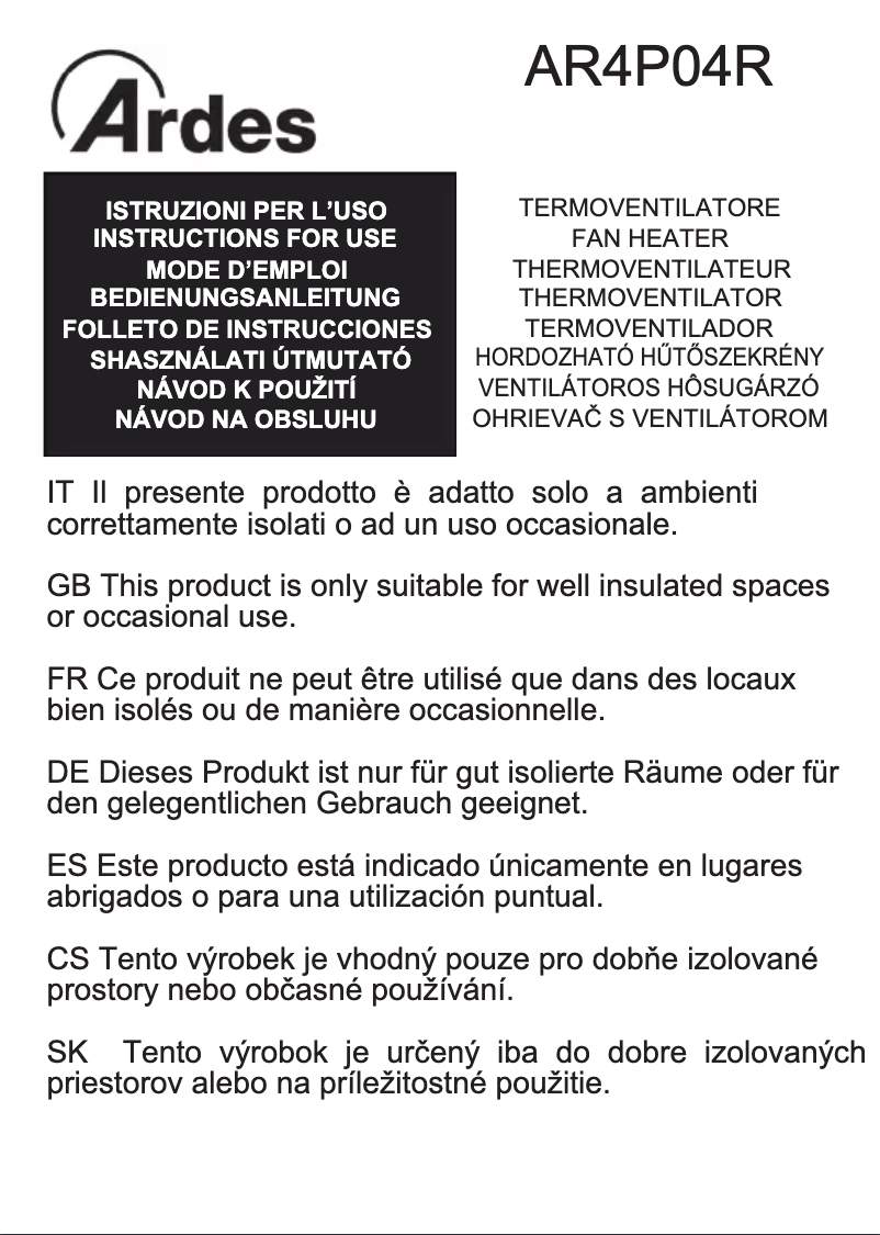 Imagen de la primera página del manual del dispositivo AR4P04R