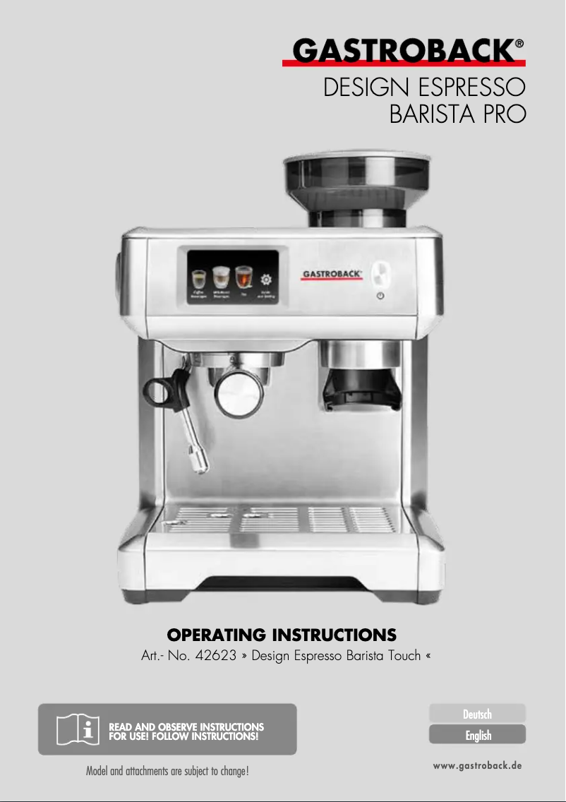 Página 1 del manual Manual de usuario Gastroback Design Espresso Barista Touch 42623