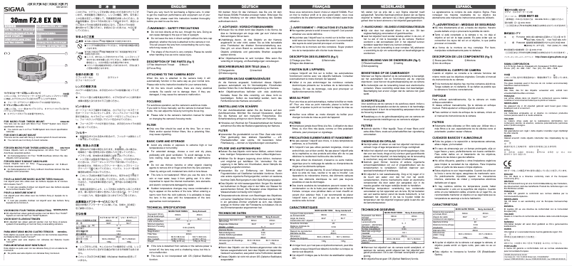 Imagen de la primera página del manual del dispositivo 30mm f2.8 EX DN