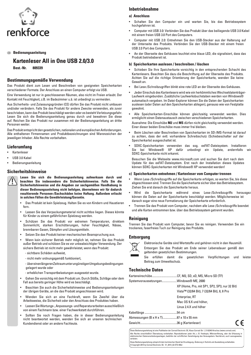 Página 1 del manual Manual de usuario Renkforce All in One 809339