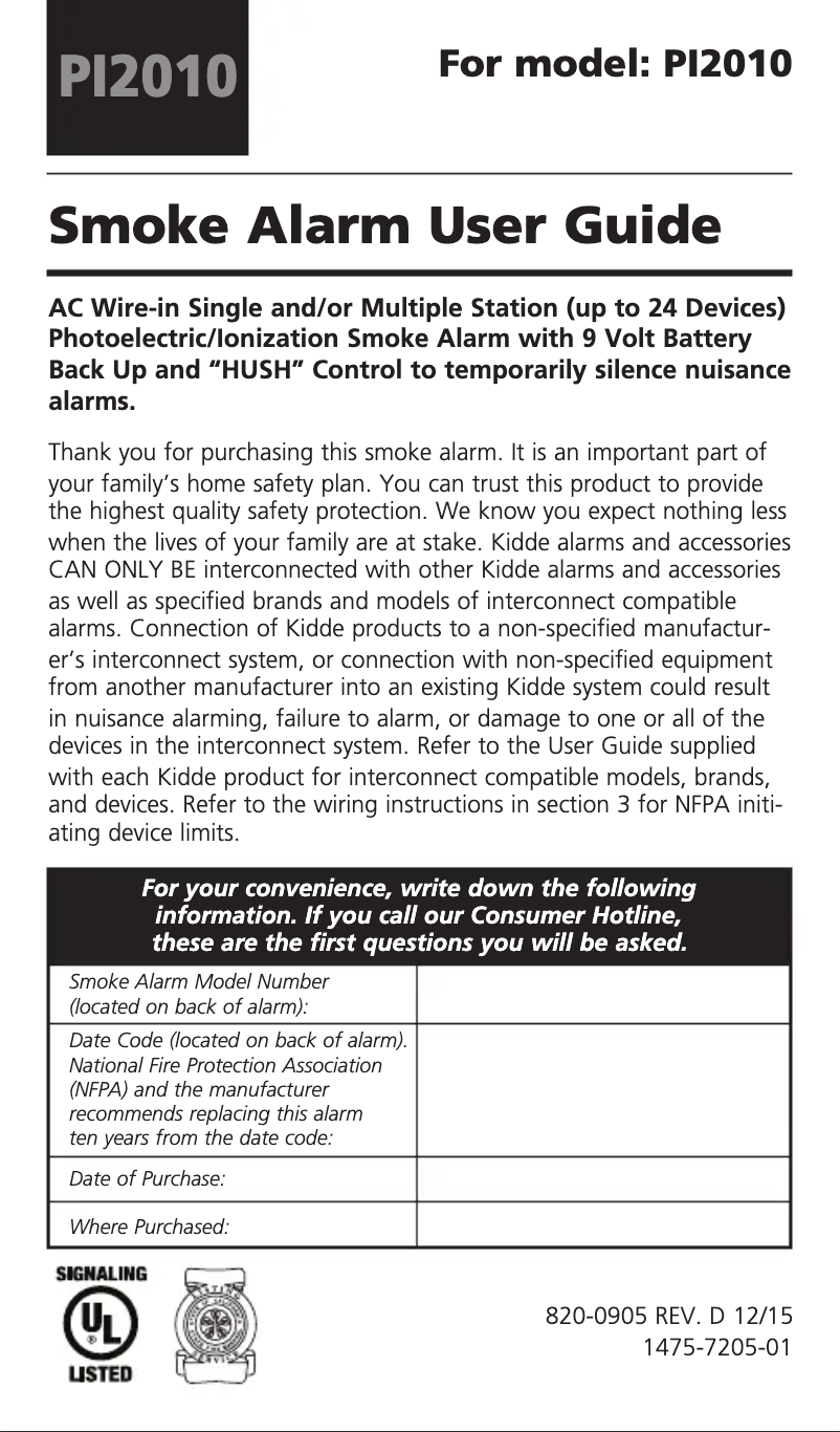 Imagen de la primera página del manual del dispositivo Pi2010