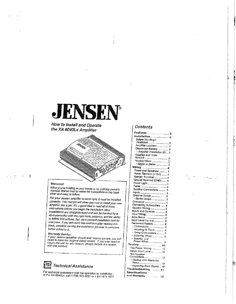 Imagen de la primera página del manual del dispositivo XA 6040 LX