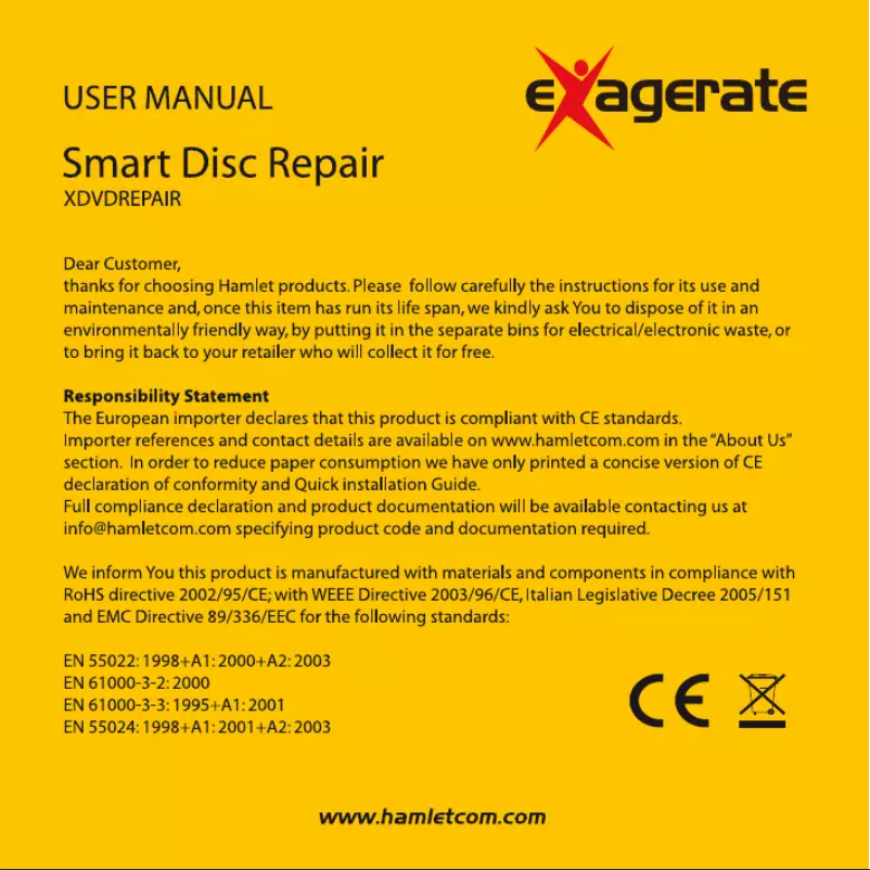 Imagen de la primera página del manual del dispositivo XDVDREPAIR