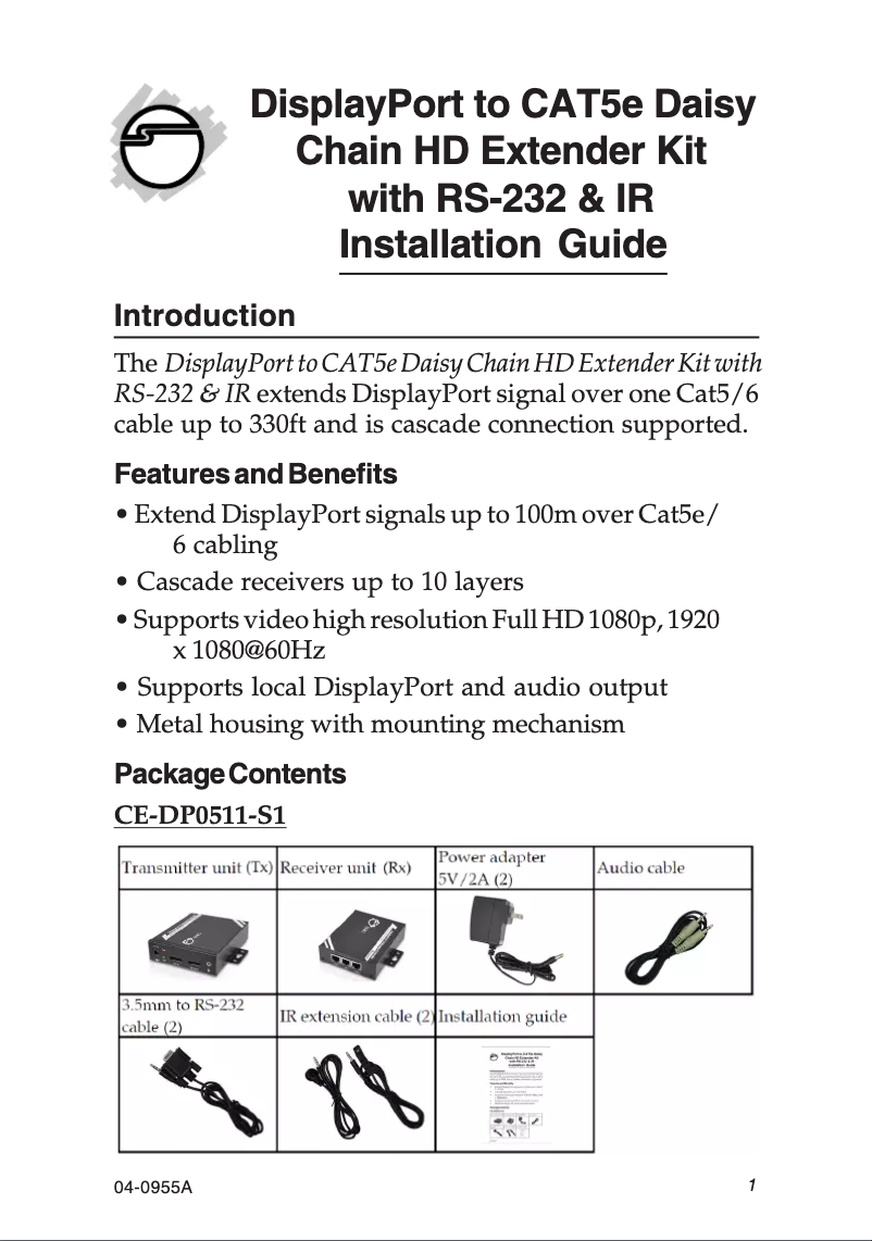 Imagen de la primera página del manual del dispositivo CE-DP0611-S1