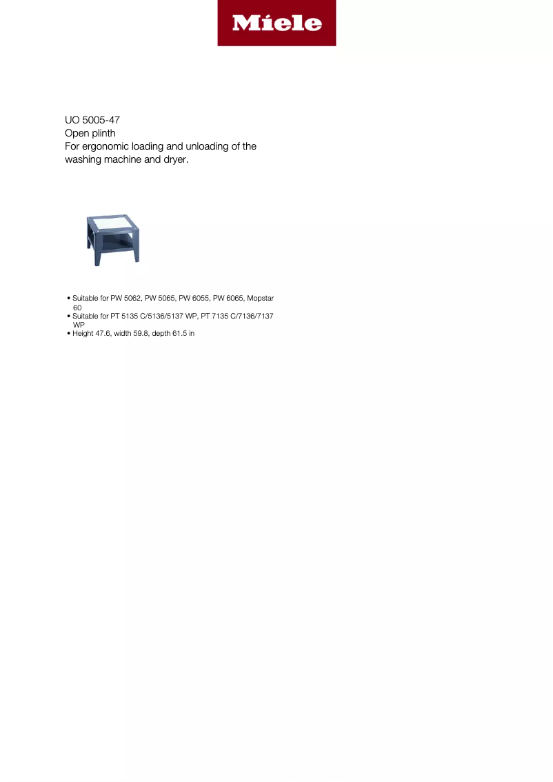 Página 1 del manual Ficha técnica Miele UO 5005-30