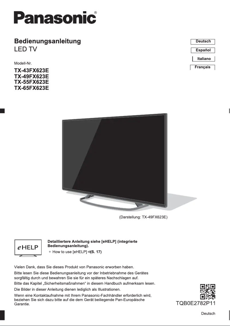 Página 1 del manual Guía de inicio rápido Panasonic TX-65FX623E