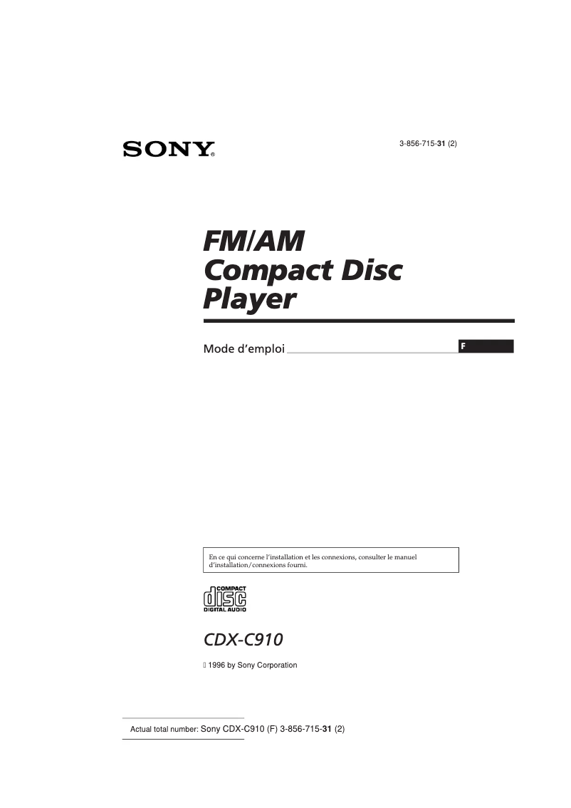 Imagen de la primera página del manual del dispositivo CDX-C910