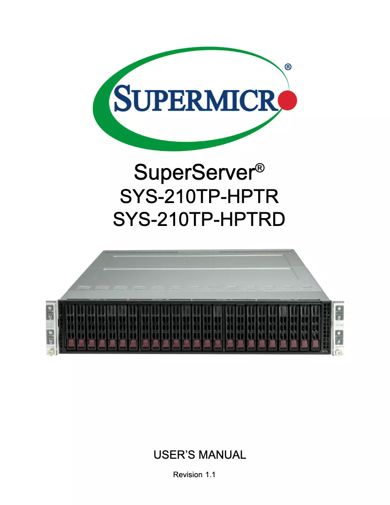 Página 1 del manual Manual de usuario Supermicro SuperServer SYS-210TP-HPTRD