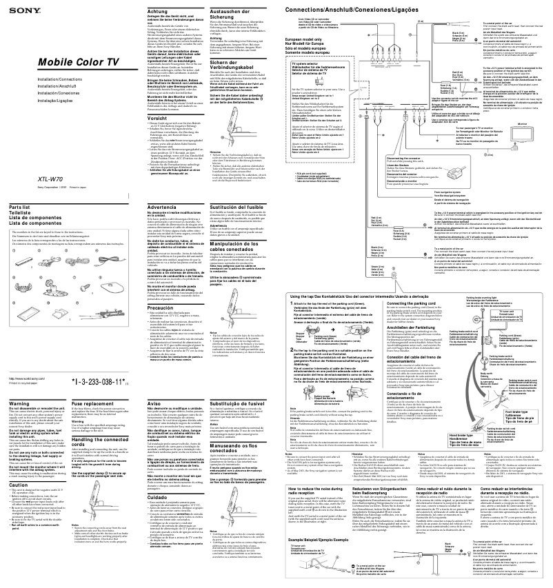 Imagen de la primera página del manual del dispositivo XTL-W70