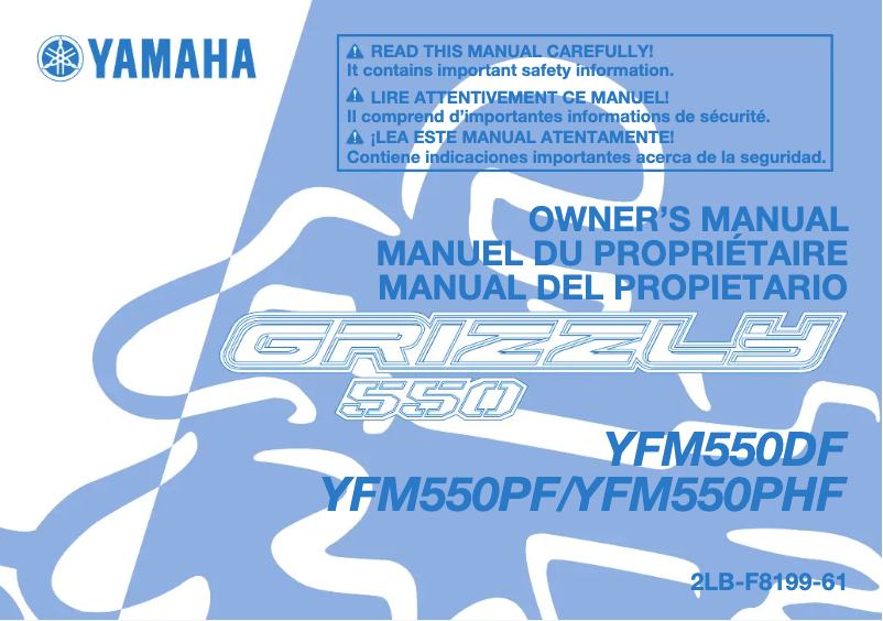Imagen de la primera página del manual del dispositivo Grizzly 550 (2015)