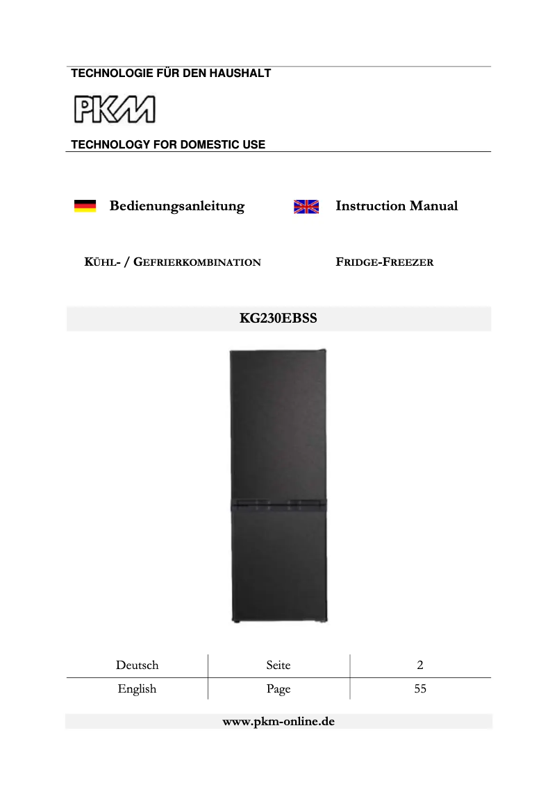 Página 1 del manual Manual de usuario PKM KG230EBSS