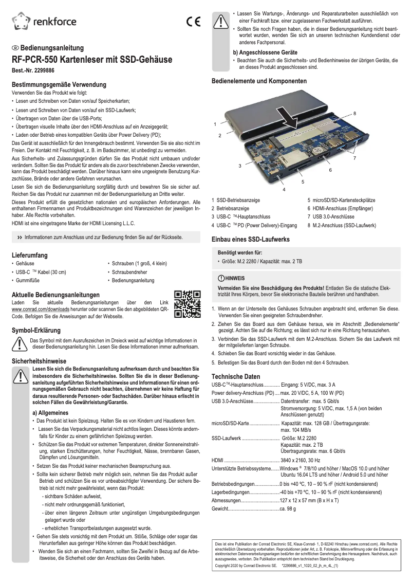 Imagen de la primera página del manual del dispositivo RF-PCR-550