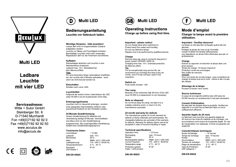 Página 1 del manual Manual de usuario AccuLux Multi LED