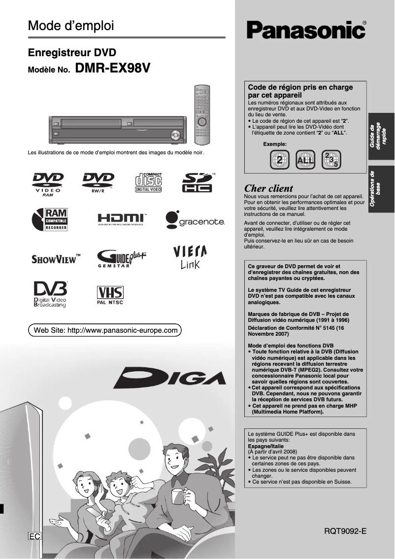 Página nº 1 - Manual de usuario Panasonic DMR-EX98