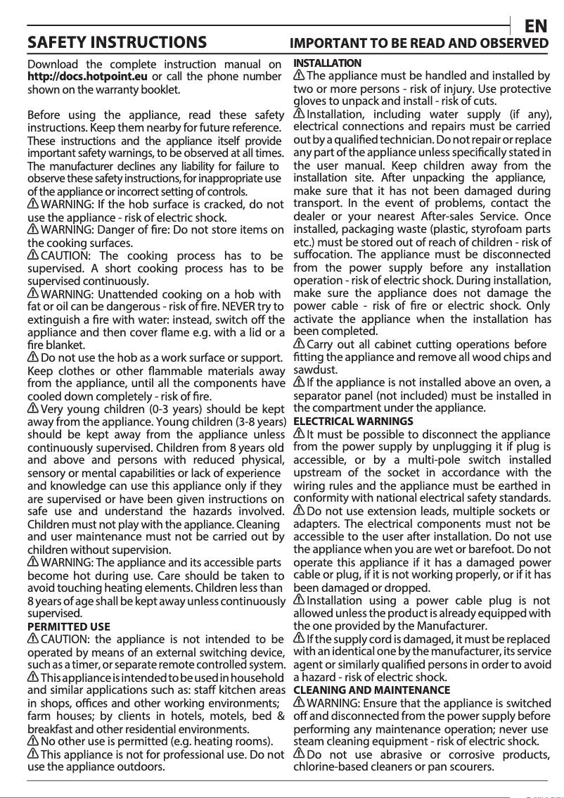 Página 1 del manual Manual de usuario Hotpoint HR 632 B