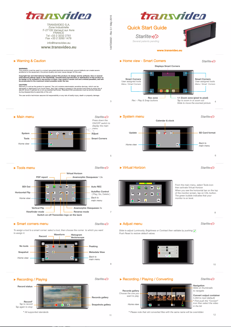 Imagen de la primera página del manual del dispositivo StarliteHD